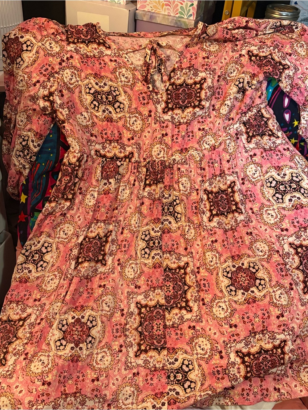 torrid Pink Paisley Medallion Tiered Dress